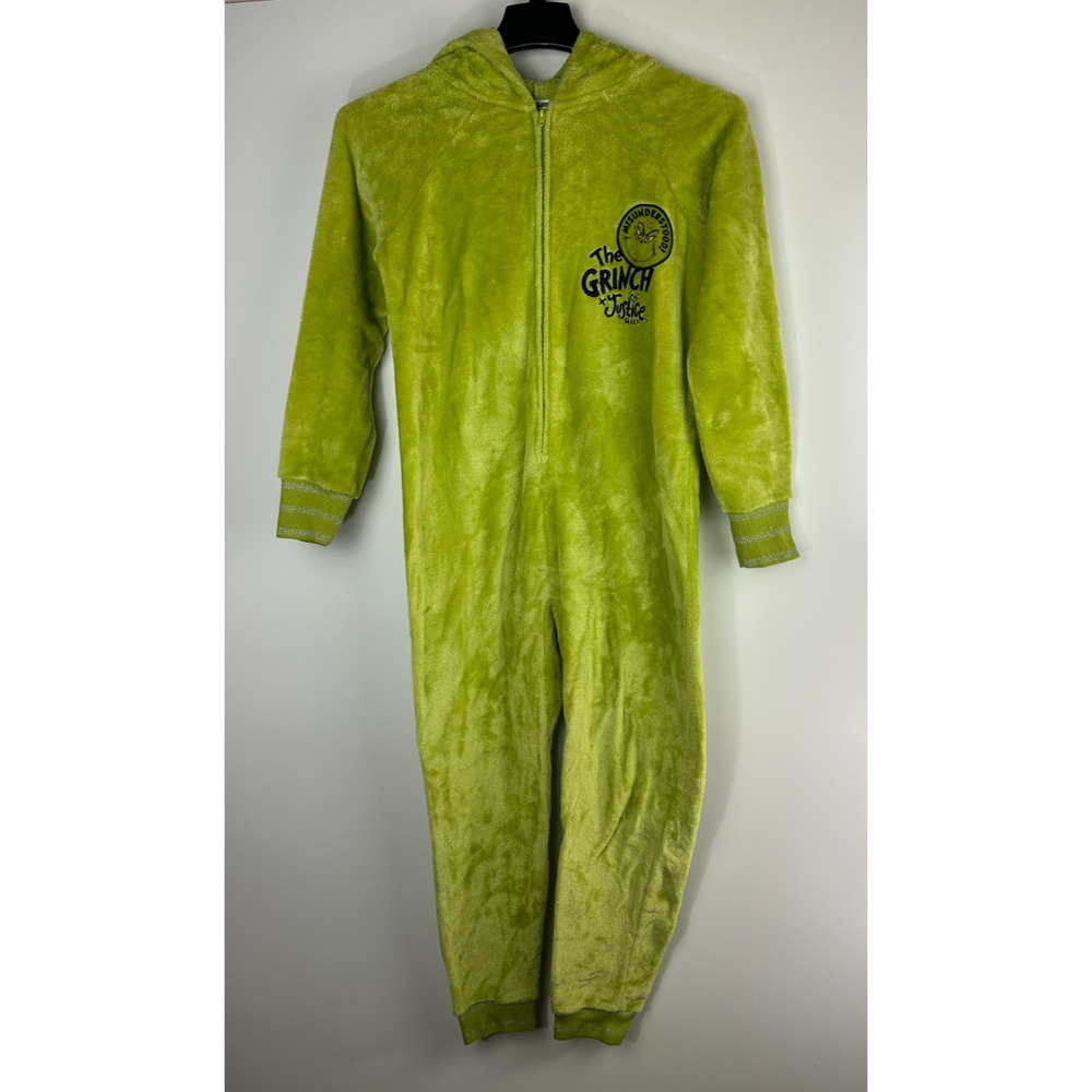 The Grinch x Justice One Piece Pajamas PJ Size 12-14 Girls Christmas Costume Kid - Picture 2 of 16